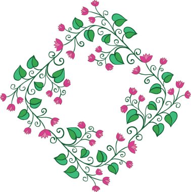 Beyaz arkaplandaki çiçek çerçevesinin vektör çizimi