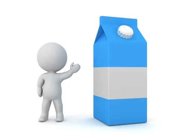 Характер Показывает Пакет Молока Рендеринг Изолирован Белом — стоковое фото