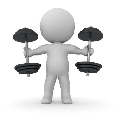 Üç Boyutlu Ağırlık Kaldıran Karakter. Beyaz arkaplanda izole.