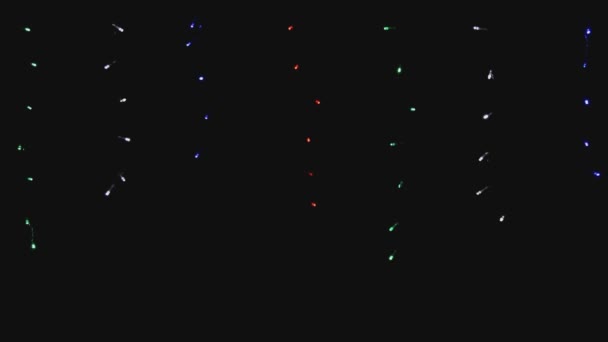 Strings Lights Lampeggiante Tenda Buon Natale Felice Anno Nuovo Trasparentestrings — Video Stock