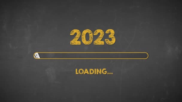 在黑板上装载2023新年快乐 在新年来临的时候 前进吧 — 图库视频影像