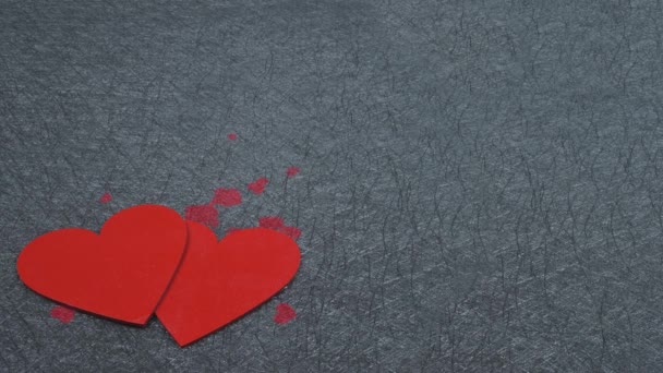 情人节红心的黑色背景 一个美丽的情人节卡片 插入你重要的爱的信息 情人节快乐 — 图库视频影像