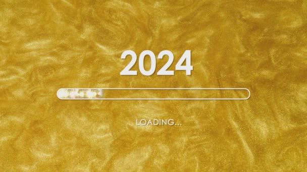 Загрузка 2024 Новым Годом Золотой Прогресс Bar Progress Бар Загрузки — стоковое видео