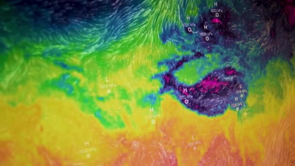 Fierce Winds Heat Map Atlantic Ocean Camera Shot Computer Screen — Stock video