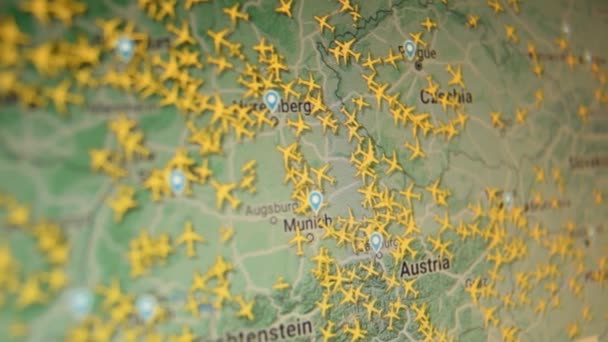 Airplanes Air Traffic Central Europe Planes Ukraine Camera Shot Computer — Αρχείο Βίντεο