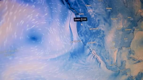 Weather Usa America Precipitation Wind Map Shot Computer Screen Moving — ストック動画