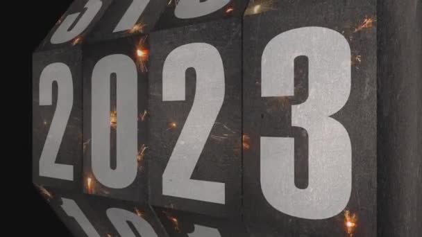 Timer Meccanico Rotante Steampunk Vintage Commutazione Dall Anno 2022 2030 — Video Stock
