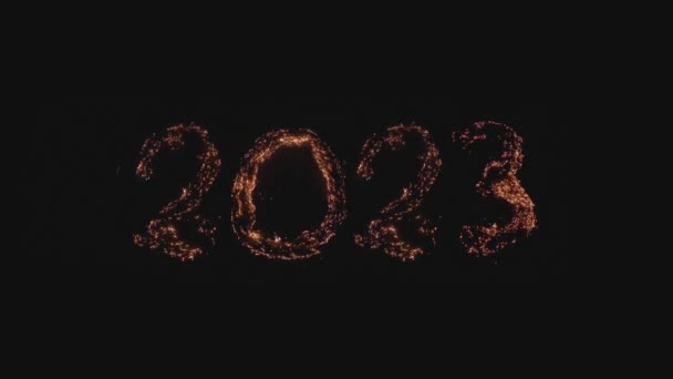 2023 2024年の燃焼ハッピー新年の変化 黒を背景に発砲してる 美しい燃焼エキサイティングなタイポグラフィ フォント 珍しいグラフィック要素 あなたのプロジェクトのいずれかで簡単に使用できます オーバーレイ — ストック動画