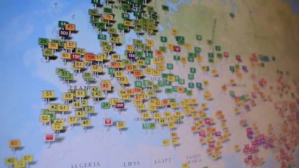 Úroveň Indexu Znečištění Měnící Živě Evropu Indie Čína Fotoaparát Snímal — Stock video