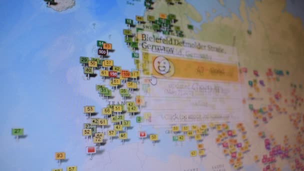 Pollution Indexes Levels All World Live Shot Computer Screen Pixels — Stock Video