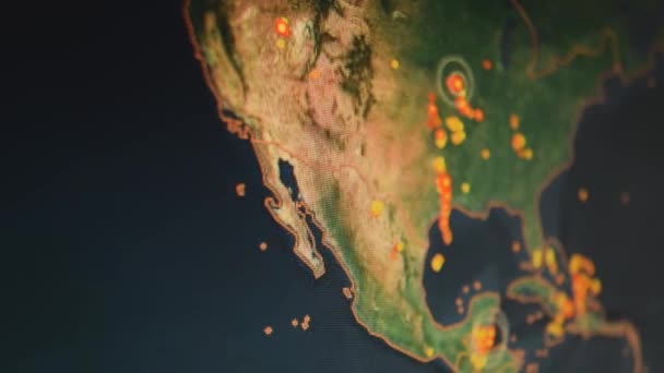 Uderzenia Pioruna Nad Usa Ameryka Meksyk Aparat Fotograficzny Komputer Monitor — Wideo stockowe