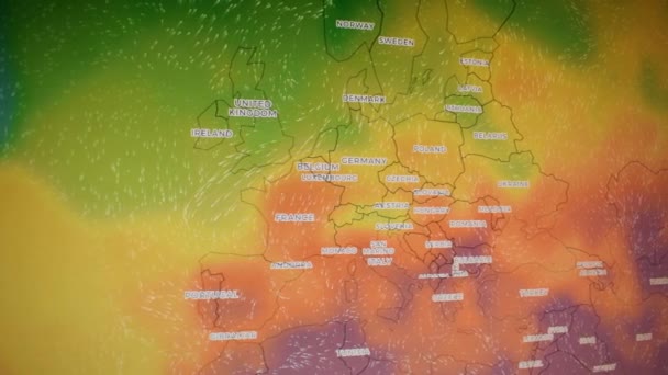 Wysoka Temperatura Nad Europą Ekran Monitora Kamery Ekran Komputera Kamerą — Wideo stockowe