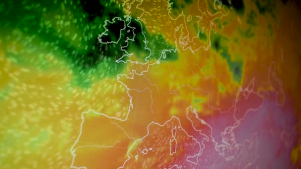 Fala Upałów Nad Europą Ekran Komputera Gorąca Anomalia Klimatu Globalne — Wideo stockowe
