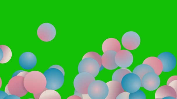 Летнее Солнце Пузырьки Переход Мяч Зеленом Фоне Легко Ключ Переход — стоковое видео