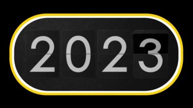 2023 2024 2025 2026 2027 2028 2029 alfabetik cihaz steampunk takvimi ile saat tablosu sayımı. Mutlu yıllar! Yeni yıl kutlama videolarınız için güzel bir grafik. Zaman geçiyor..