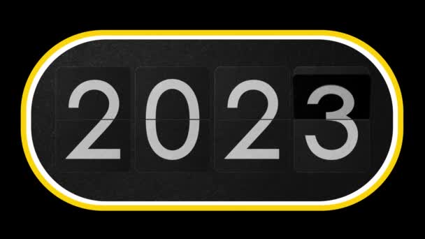 Marco Tabla Del Reloj Flip Contando Años 2023 2024 2025 — Vídeos de Stock