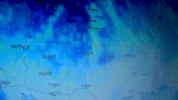 米国北米の寒波 コンピュータ画面のショット 天気衛星ビューマップ 空気圧について 気象のライブビュー国大陸 — ストック動画