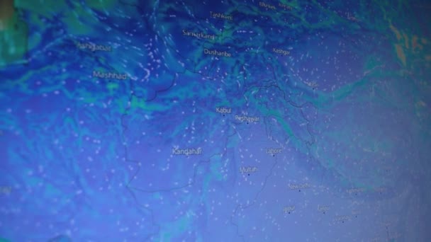 Kältewelle Über Asien China Aufnahme Eines Computerbildschirms Wetter Satellitenbildkarte Niederschläge — Stockvideo