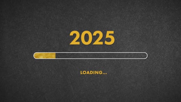 Carregando 2025 Happy New Year Golden Progress Bar Progress Bar — Vídeo de Stock