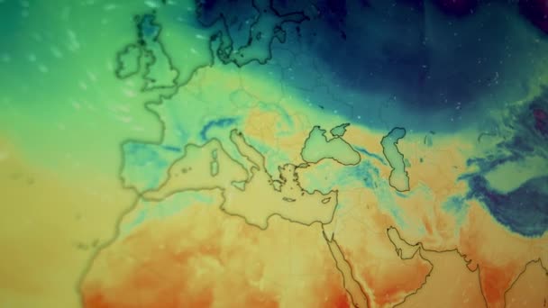 Wind Temperaturen Boven Europa Azië China Japan Pixels Zichtbaar Bewegende — Stockvideo
