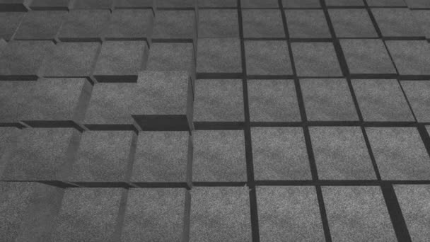 地板上的方块向上和向下生长着纹理黑色的背景 适合所有的应用 黑色纹理立方体上下移动 表面不均匀 — 图库视频影像