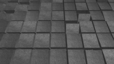 Dönen siyah desenli küp detaylarından oluşan animasyon arkaplan. Sunumlar ve videolar için güzel bir arkaplan.