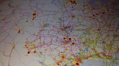 ABD enerji altyapısının haritası. Kamera ekranı görüntüledi. Kamera görüntüsü bilgisayar ekranı monitörü pikselleri görünür