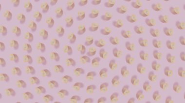 Dairesel tuvalet kağıdı dansı. Steril temiz tuvalet kağıdıyla nazik ve güzel gül renginin düşük kontrastı