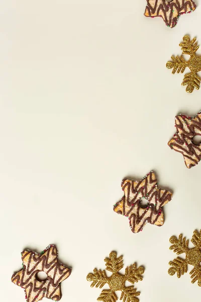 Christmas Concept Xmas Background Cookies View Creative Flat Lay Copy — Stock Photo, Image