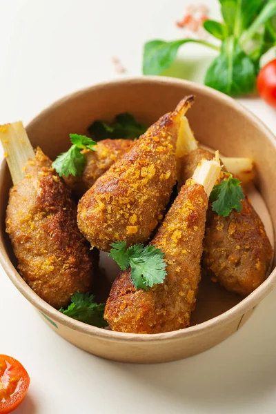 Plant Based Meat Healthy Vegan Chicken Drumsticks Food Reduce Carbon — Stock Photo, Image