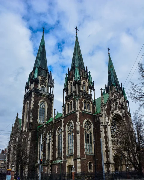 Ukraine Kwiecień 2022 Katedra Świętych Olgi Elżbiety Lwowie Katedra Świętych — Zdjęcie stockowe