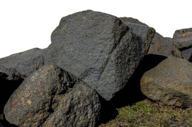 Yolun kenarında büyük bir taş, metin için bir yer, yazı için de bir kopya alanı. .