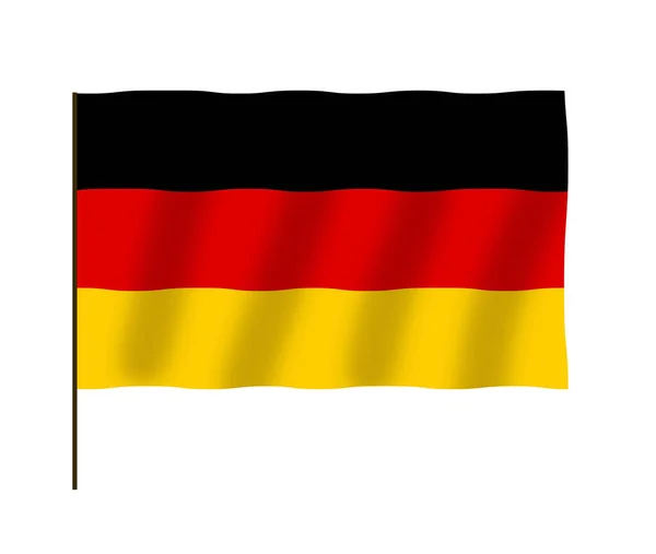 飘扬着色彩艳丽的德国国旗 丝绸德国国旗 — 图库照片