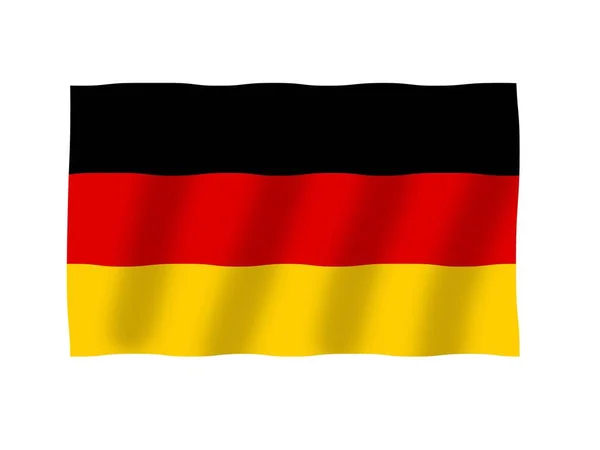 飘扬着色彩艳丽的德国国旗 丝绸德国国旗 — 图库照片