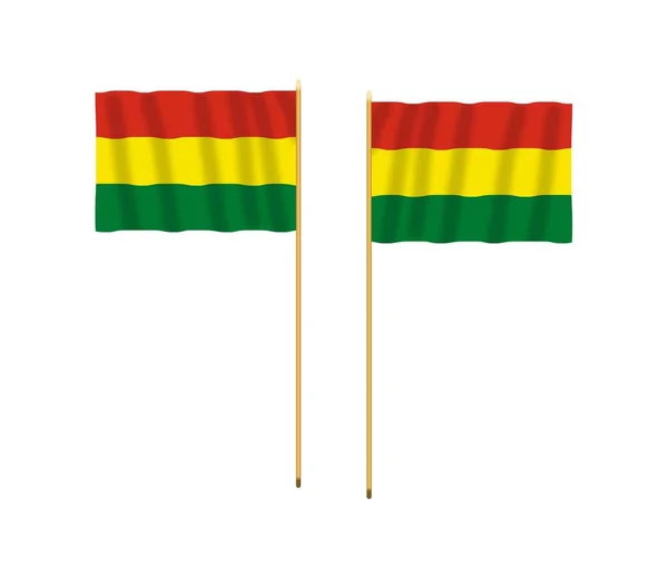 Close up of the Bolivia flag. Bolivia flag of background.Bolivia flag with visible wrinkles and realistic fabric.