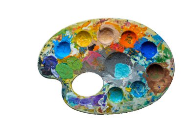 Beyaz arkaplanda resim paleti var. Kapalı devre. .