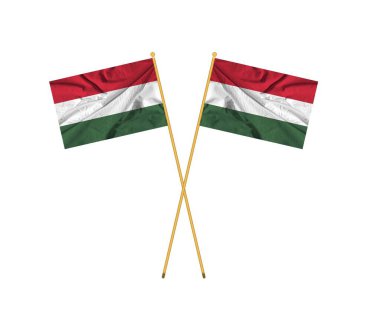 a close-up of the Hungarian flag fluttering in the wind .Waving national flag of Hungary.