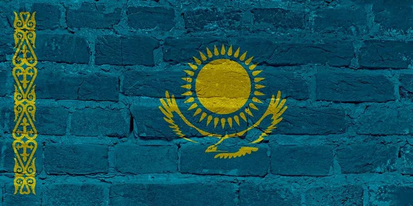 Размахивание Флагом Казахстана Флаг Ветру Национальная Марка Размахивая Казахстанским Флагом — стоковое фото