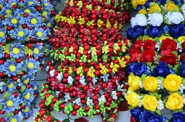 Dámské Věnce Hlavě Umělých Květin Barevné Dámské Věnce Hlavu Pestrobarevných — Stock fotografie