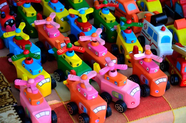Plastic toys on the street market . China is the largest manufacturer and exporter of toy products.