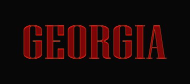 Karanlık ve aydınlık bir arkaplanda Georgia kelimesi. Georgia alevler içinde kaldı..