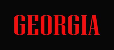 Karanlık ve aydınlık bir arkaplanda Georgia kelimesi. Georgia alevler içinde kaldı..