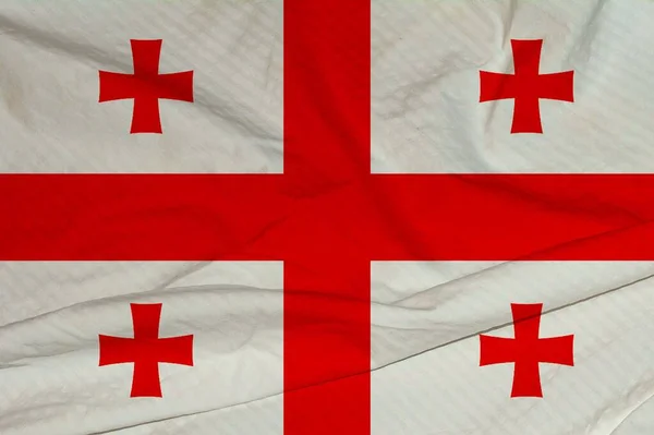 Texturiertes Foto Der Flagge Georgiens Die Weht Nationalflagge Georgiens Mit — Stockfoto