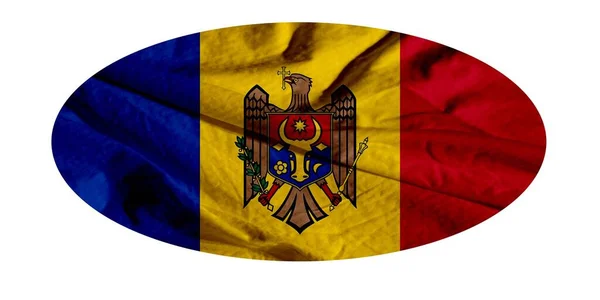 Bandera Moldavia Representa Tejido Tela Deportiva Con Muchos Pliegues Banner —  Fotos de Stock