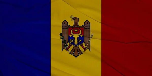 Moldova Flagget Avbildet Tøystoff Med Mange Folder Sportslag Banner – stockfoto
