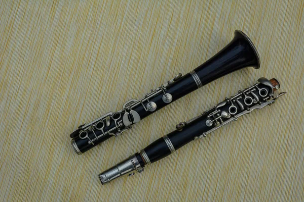 Close Clarinete Isolado Fundo Branco Close Clarinete Mesa Close Instrumento — Fotografia de Stock