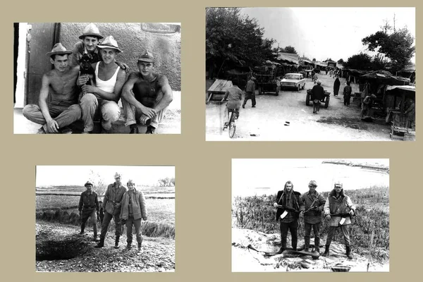 Lwiw Ukraine Februar 2023 Fotocollage Alter Filmfotos Sowjetischer Soldaten Afghanistan — Stockfoto