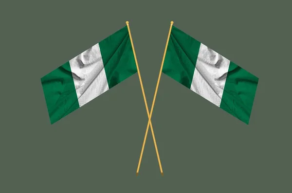 Bandiera Tessuto Nigeria Drapeau Glassy Nigeria Flag Sventola Bandiera Colorata — Foto Stock