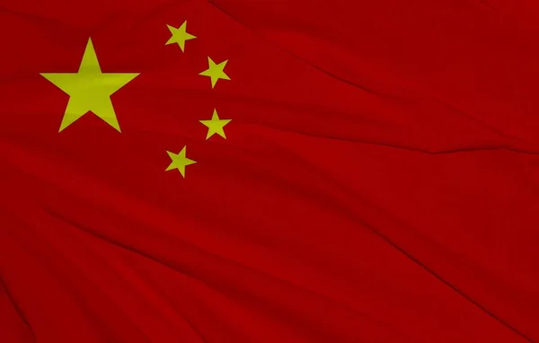 close up waving flag of China. flag symbols of China.