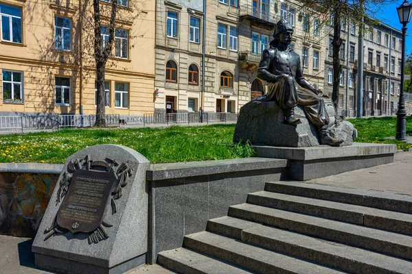 Ukraina Lviv Augusti 2022 Monument Över Yuriy Frants Kulchytsky Torget — Stockfoto
